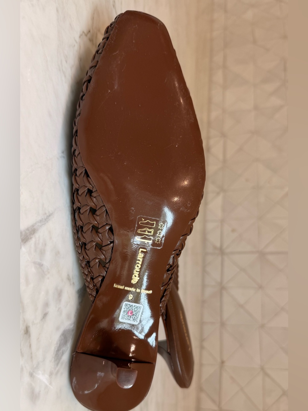 Larroude Brown Woven Pointed Kitten Heel - Picture 3 of 7
